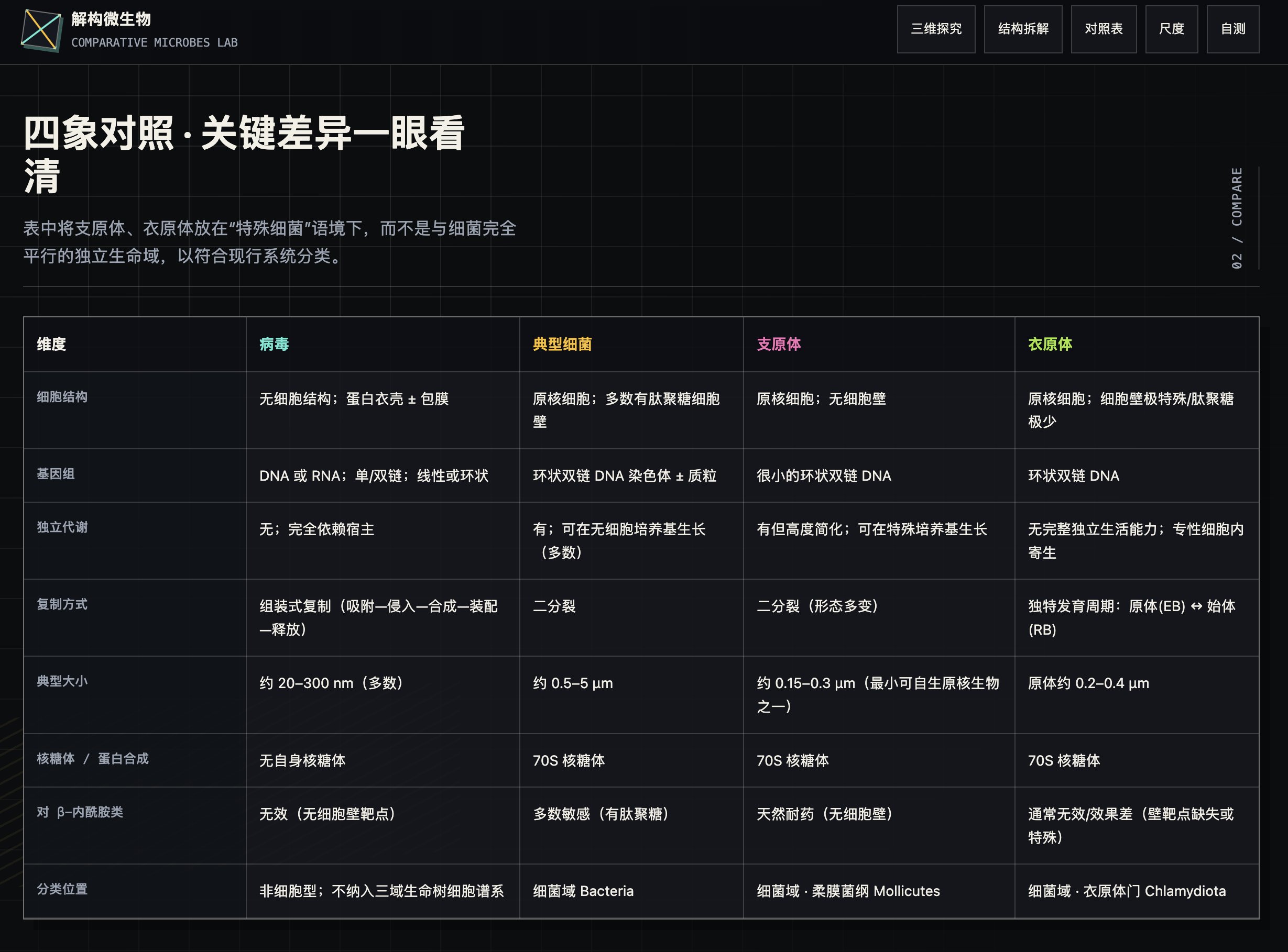Grok 4.5 生成的微生物教程表格设计截图